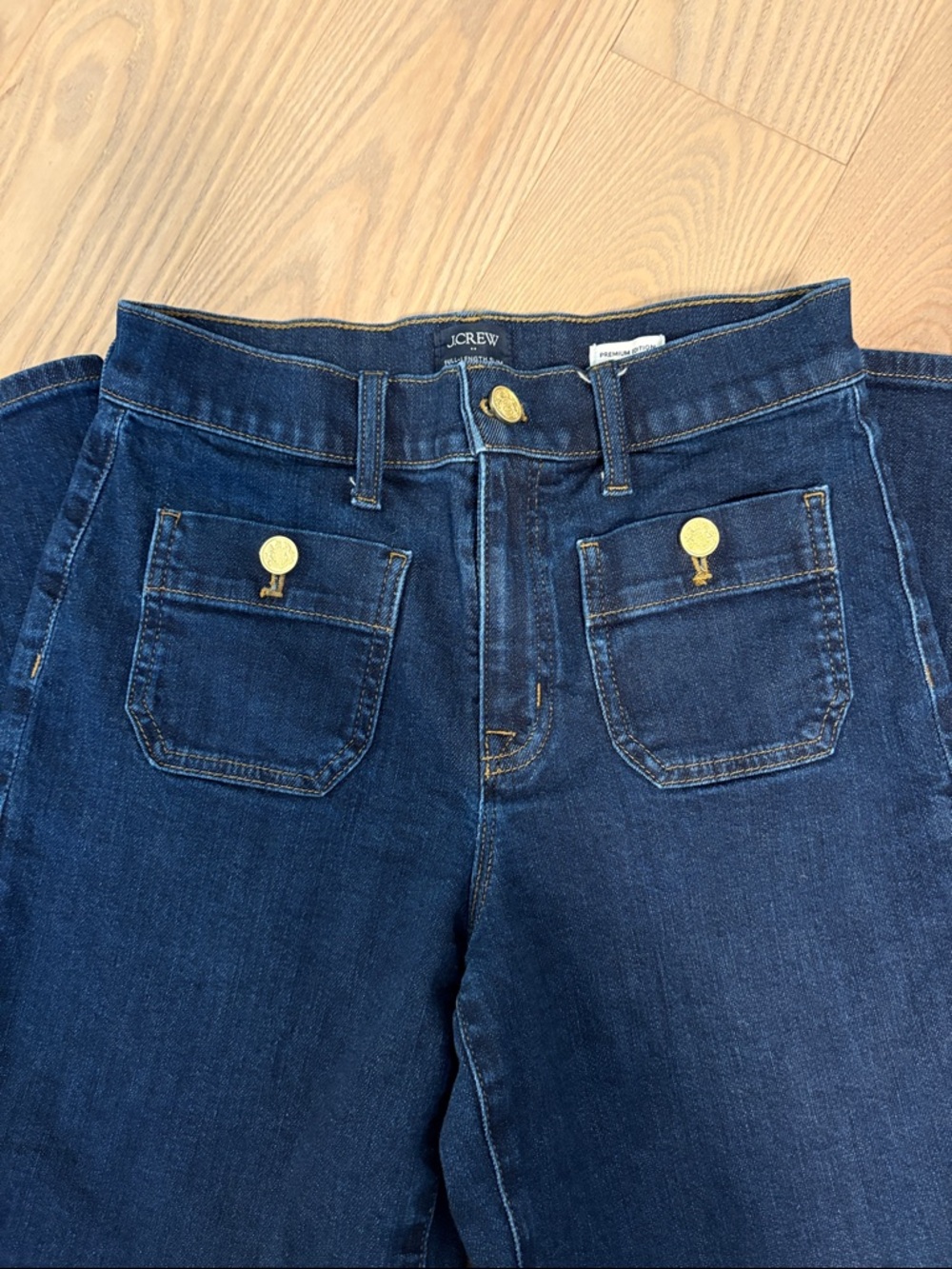J. Crew Indigo Wide-Leg Denim Jeans with Button-Front Pockets - Picture 6 of 9